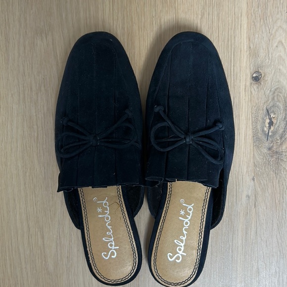 Splendid Chandler Suede Mules in Navy Blue - Picture 2 of 5